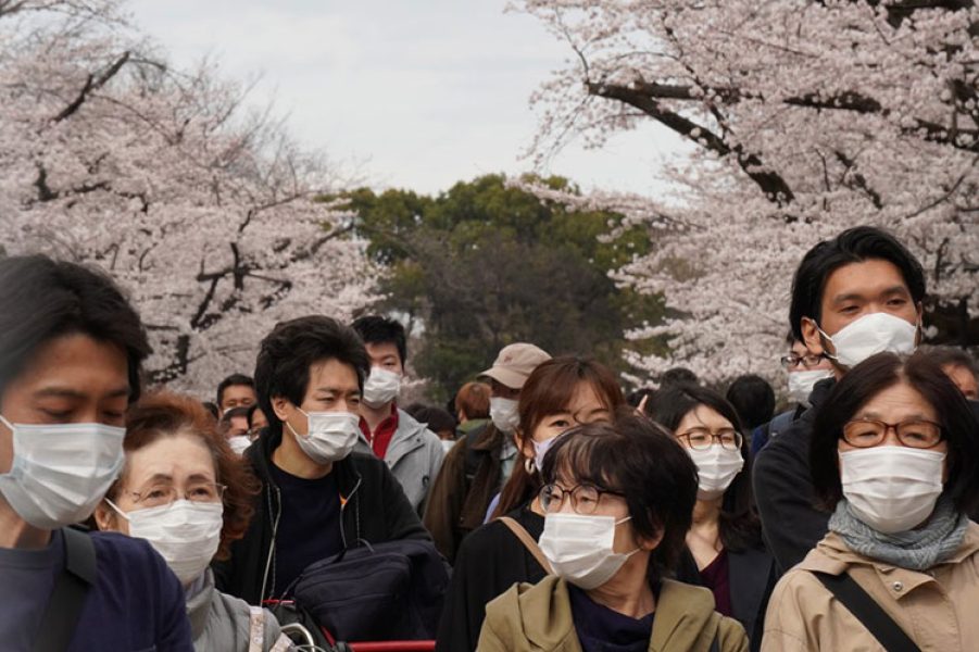 Japoneses-con-mascarillas-durante-el-hanami